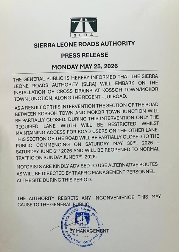 PUBLIC NOTICE: TEMPORARY ROAD CLOSURE.